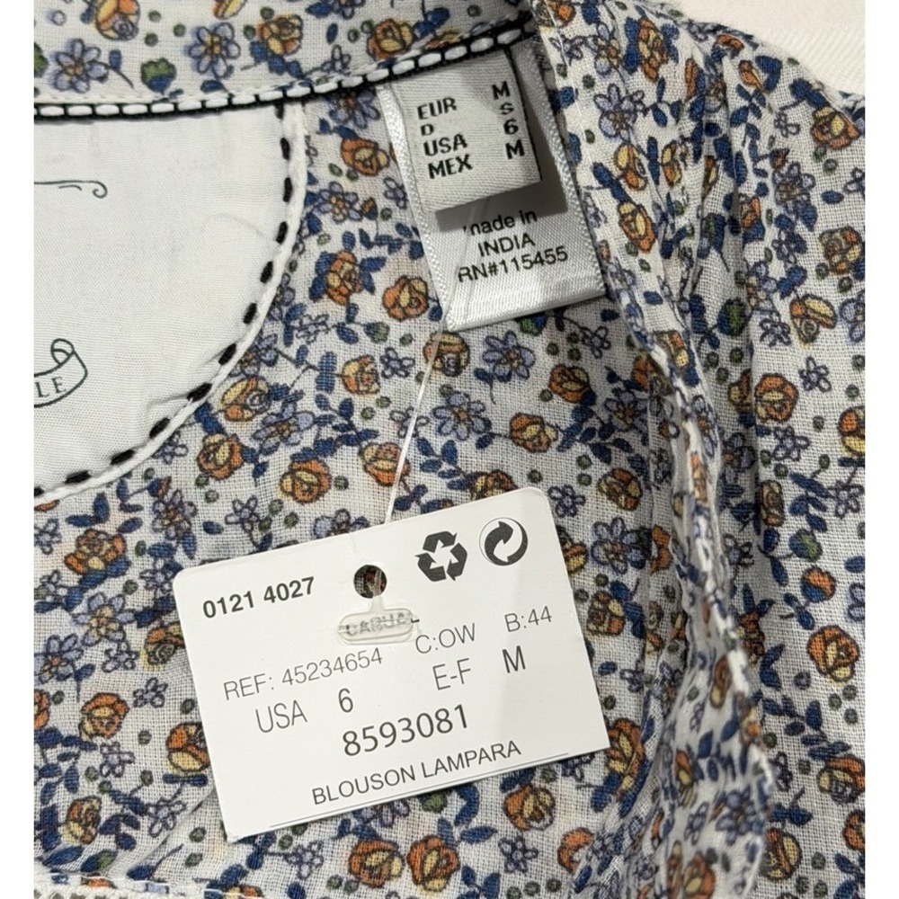 NEW Mango Delicate Floral Cotton Lace Button Up Blouse Chic Cottage Size M - Picture 3 of 7